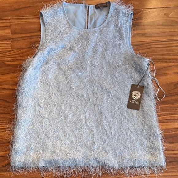 Vince Camuto Tops - Vince Camuto Pale Blue Fuzzy Sleeveless Shell